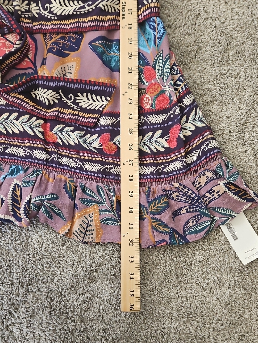 Farm Rio Purple Floral Boho Long Sleeve Mini Dress M - Picture 8 of 15
